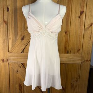 Secret Treasures Babydoll Slip Women M Sheer Lace Blush Coquette